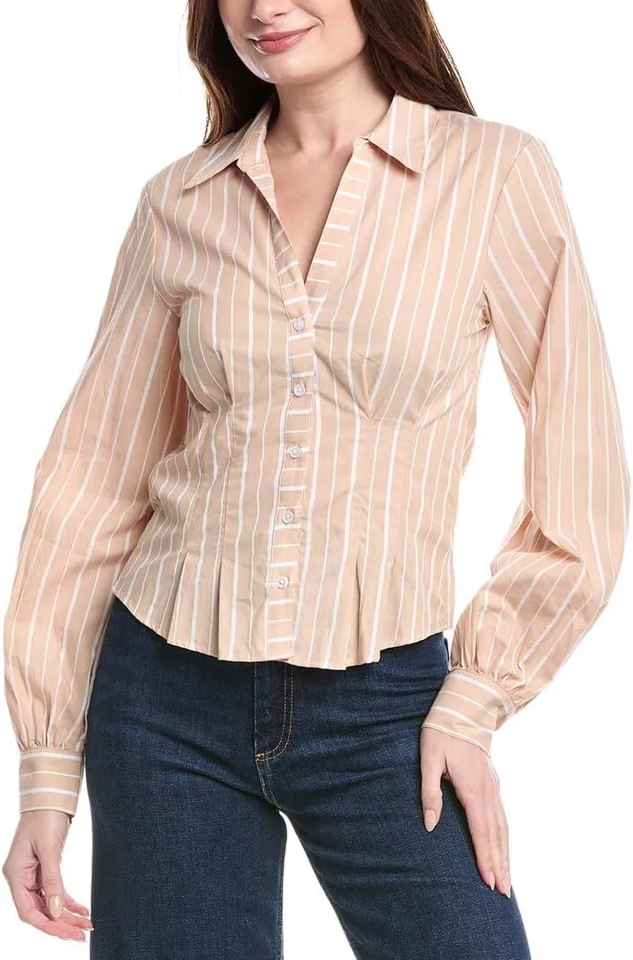 Joe's Jeans Striped Pleated Dress Shirt