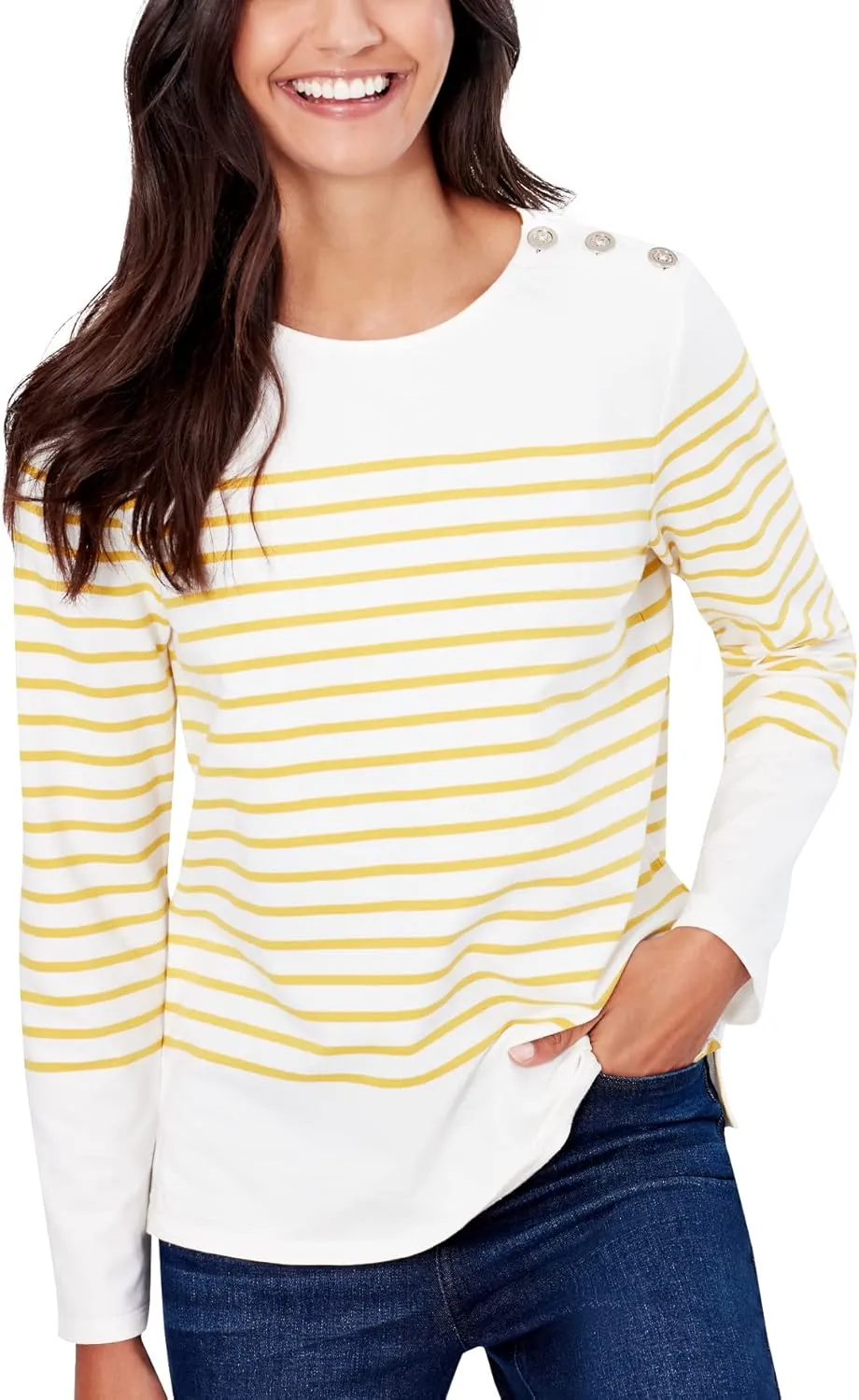 Joules Women's Seacombe Button Shoulder Breton Top