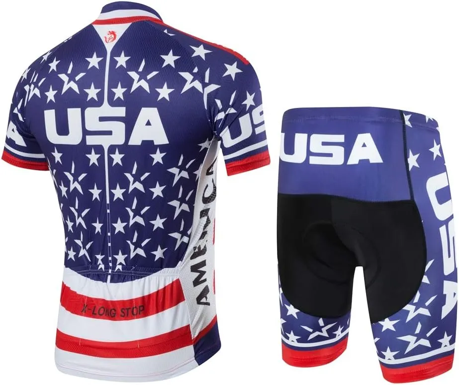 JPOJPO Men's Cycling Jersey Set,Bicycle Clothing Pro Team Short Sleeve MTB Bike Clothing Ropa Ciclismo,