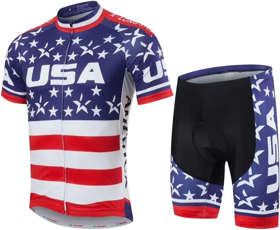 JPOJPO Men's Cycling Jersey Set,Bicycle Clothing Pro Team Short Sleeve MTB Bike Clothing Ropa Ciclismo,