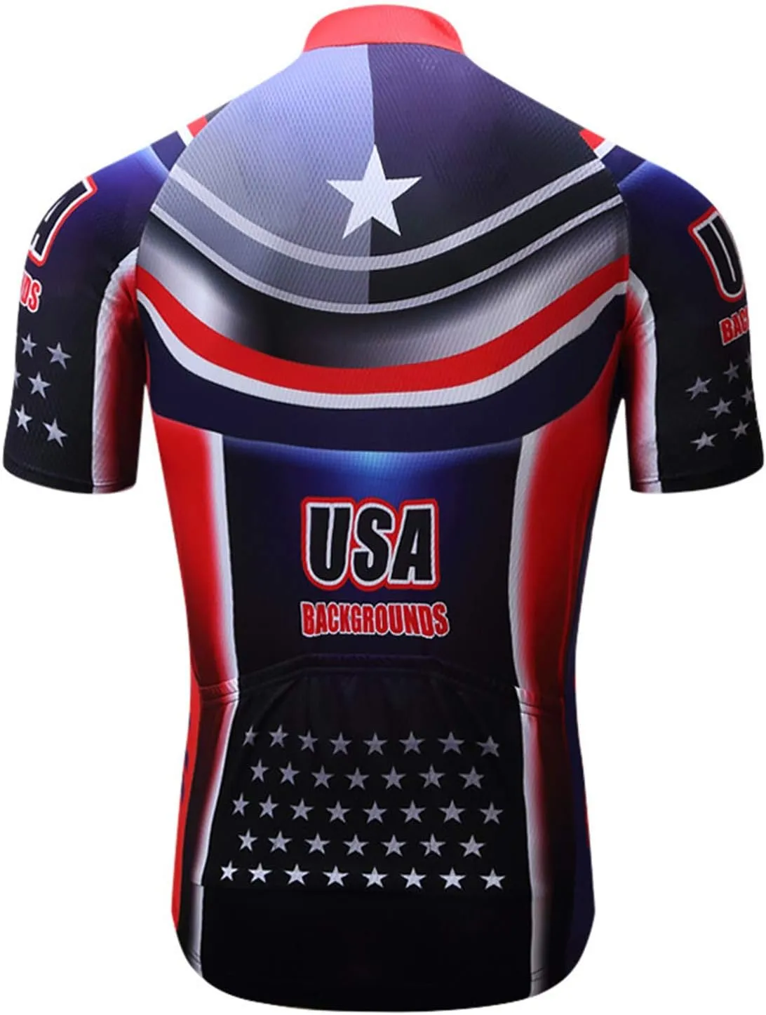 JPOJPO USA Cycling Jersey Men Short Sleeve Bike Shirts Biking Jersey Summer American Bicycle Tops with 3 Pockets Reflective