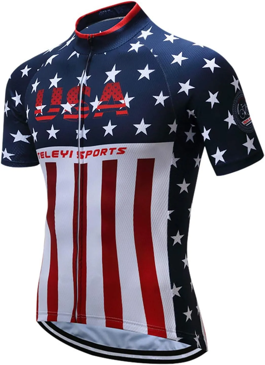 JPOJPO USA Cycling Jersey Men Short Sleeve Bike Shirts Biking Jersey Summer American Bicycle Tops with 3 Pockets Reflective