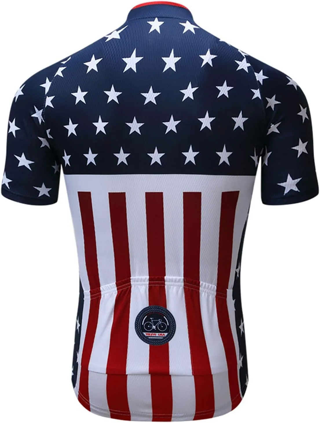 JPOJPO USA Cycling Jersey Men Short Sleeve Bike Shirts Biking Jersey Summer American Bicycle Tops with 3 Pockets Reflective