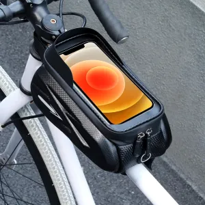 Justech Bike Phone Bag, Waterproof Bike Frame Bag 2L, Bicycle Accessories Bike Mobile Phone Bag Tube Bag Cycling Pouch for Men Women with TPU Sensitive Touchscreen for Smart Phones below 7.2"