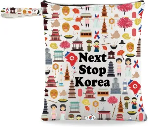 JXGZSO Korea Symbols Gift Next Stop Korea Wristlet Grocery Bag Korea Trip Clutch Bag Korea Lover Gift Asia Travel Gift