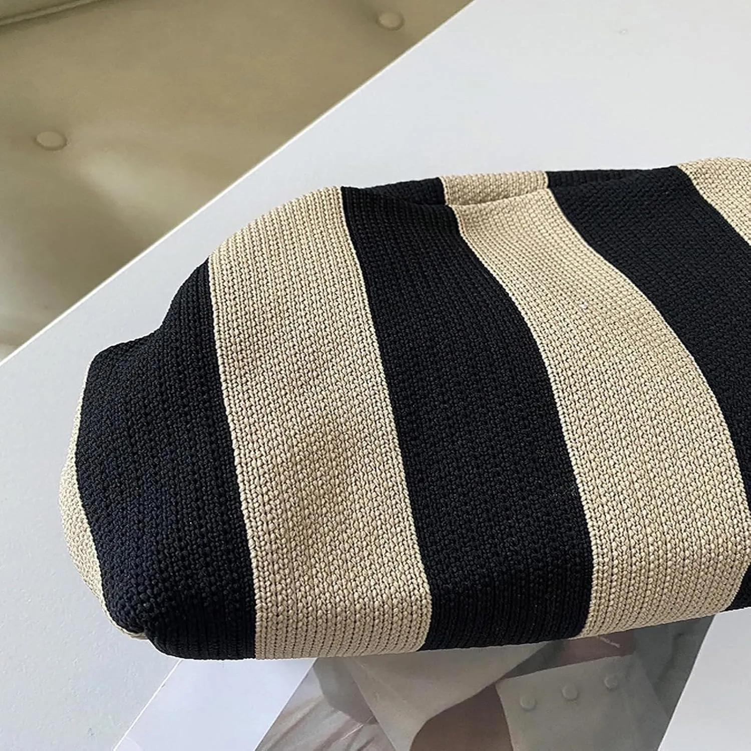 KARRESLY Summer Beach Clutch Purses for Women Woven Crochet Dumpling Handbags Small Purse