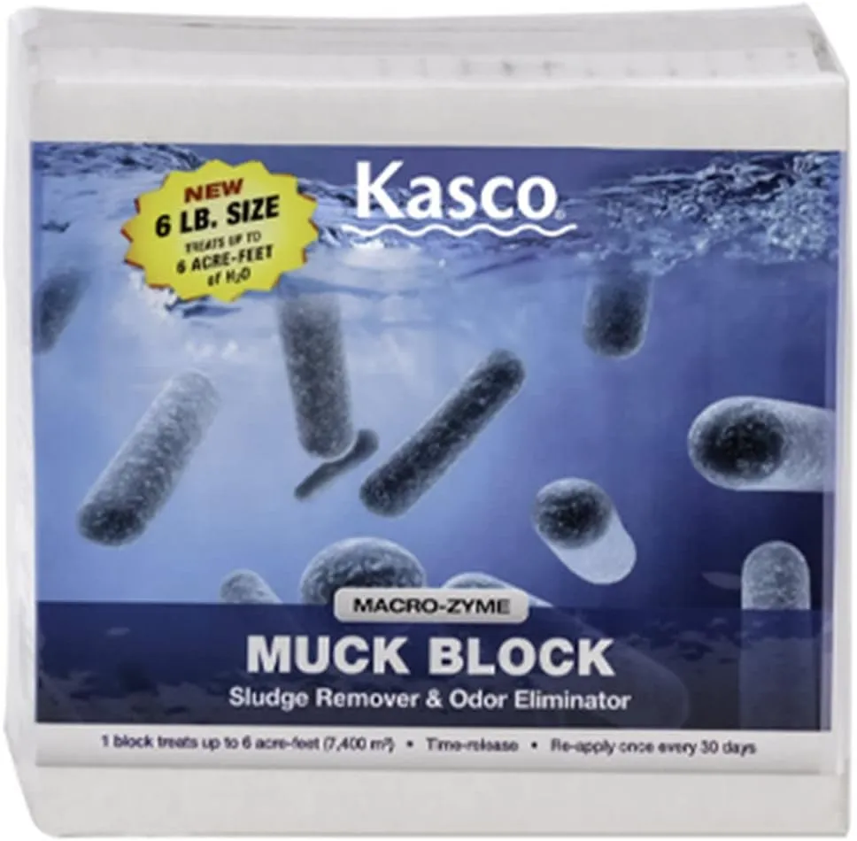 Kasco Macro Zyme Time Release Muck Block Beneficial | Muck Remover for Ponds & Lakes | Non-Chemical Lake & Pond Treatment for Eliminating Sludge & Odors | Treats Up to 6 Acre-feet 6 lb.