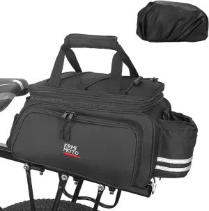 KEMIMOTO Bike Rear Rack Bag Bicycle Trunk Bag 20L Capacity Water Resistant Multifunctional Bicycle Pannier with Rain Cover Bike Saddle Bag for Rear Rack Grocery Shopping Commuter Cycling Trip Black