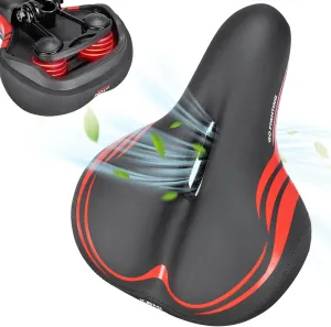 KEMIMOTO Bike Saddle, Comfortable Bike Seat, Bicycle Seat Cushion for Men or Women with Wide Soft Padded, Bicycle Saddle for Touring, Exercise Bikes, Commuter, Travel