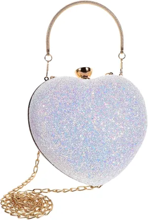 KESYOO Heart Shaped Sequins Storage Pouch | Cute Colorful Handbag for Women | Party Clutch | Evening Bag for Events and Celebrations