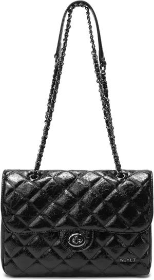 Keyli Large Crossbody Shoulder Bag for Women, Trendy Quilted Hobo Bags Satchel Purses Ladies Handle Handbags with Chain Strap