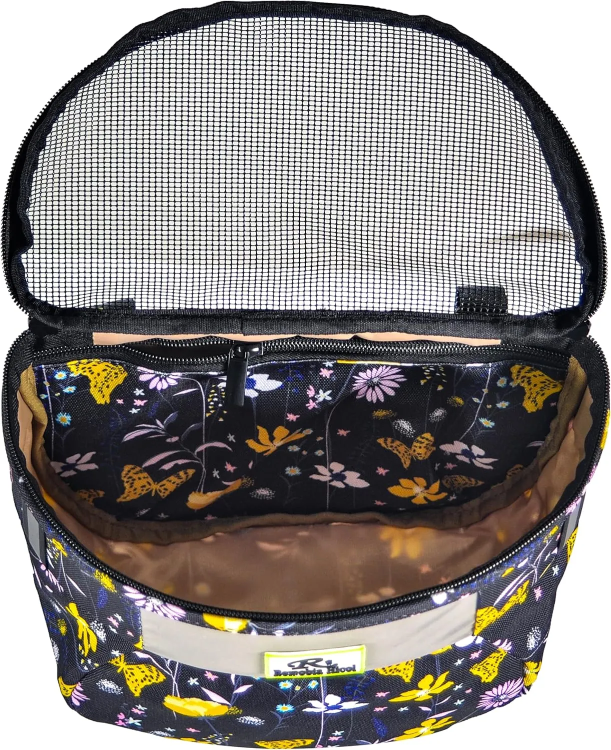 Kids Bike Basket,Durable Front Frame Bicycle & Scooter Basket Bag,Waterproof Fabric Bicycle Handlebar Bag for Boys, Girls, Toddlers with Zipper Mesh Lip (Black Flower)