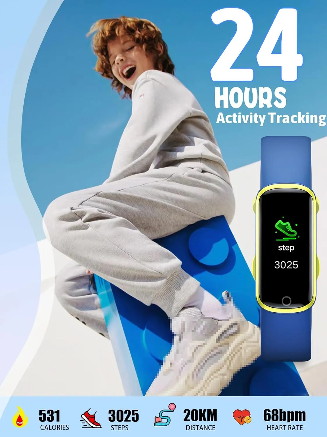 Kids Fitness Tracker,Fitness Watch Waterproof Activity Tracker with HeartRate and Sleep Monitor,Stopwatch,11 Sport Modes,Great Gifts for Girls Boys Kids Age 6-13 Years Olds