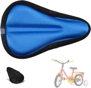 Kids Gel Bike Seat Cushion Cover for Boys & Girls, 9"x6" Breathable & Extra Soft Memory Foam Children Bicycle Saddle Pad with Water&Dust Resistant Cover