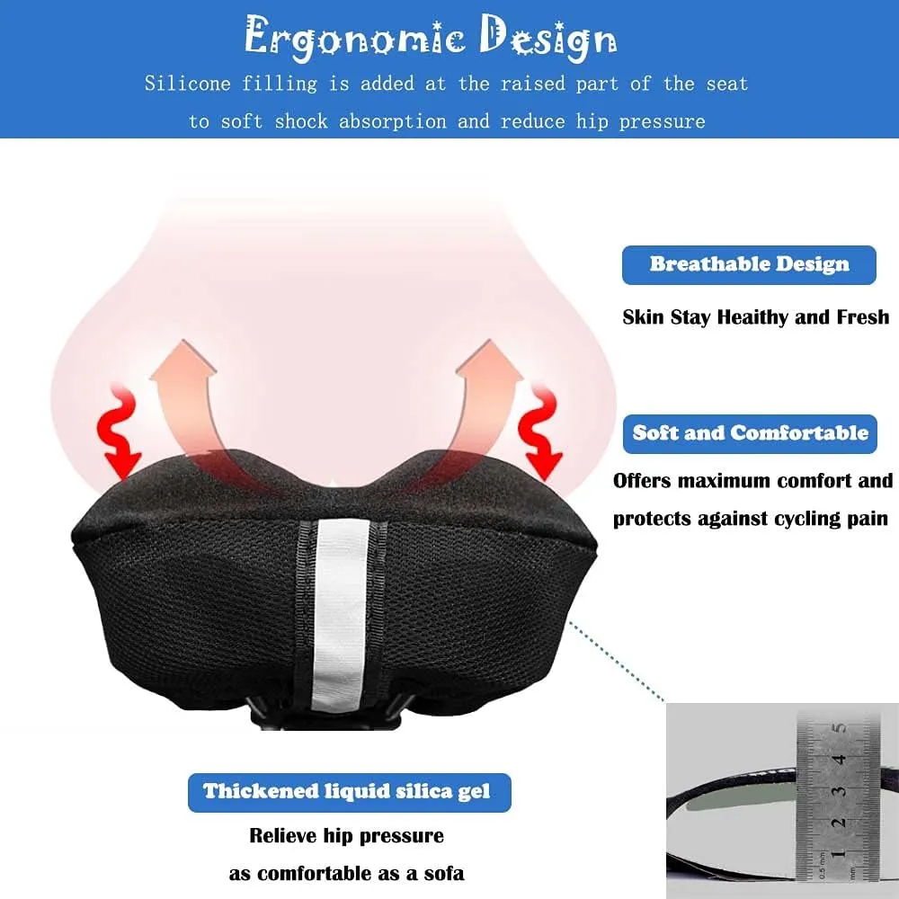 Kids Gel Bike Seat Cushion Cover for Boys & Girls, 9"x6" Breathable & Extra Soft Memory Foam Children Bicycle Saddle Pad with Water&Dust Resistant Cover