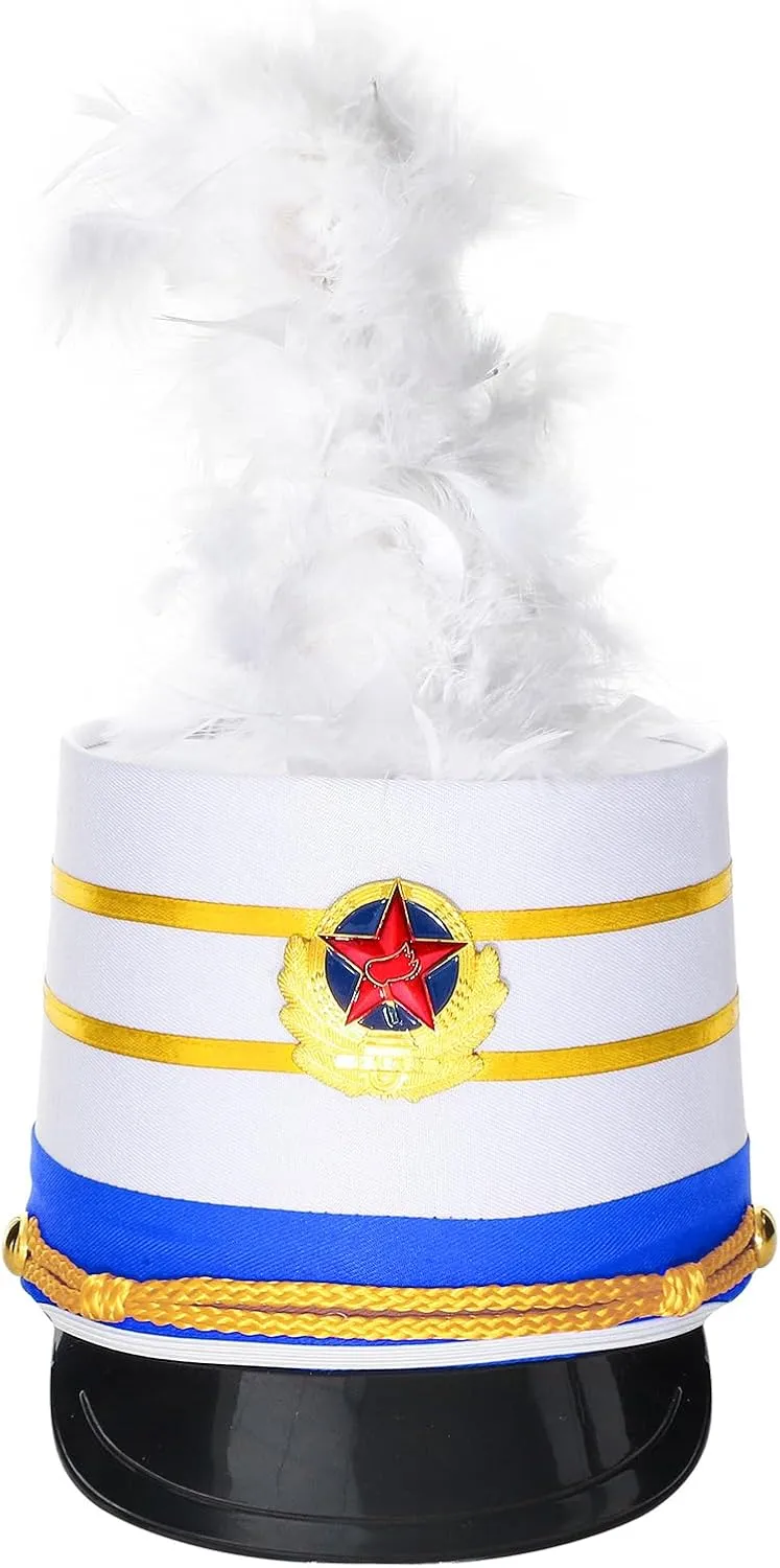 Kids Girls Majorette Costume Drum Major Marching Band Uniform Leotard Dress with Hat Set Fancy Dress Up