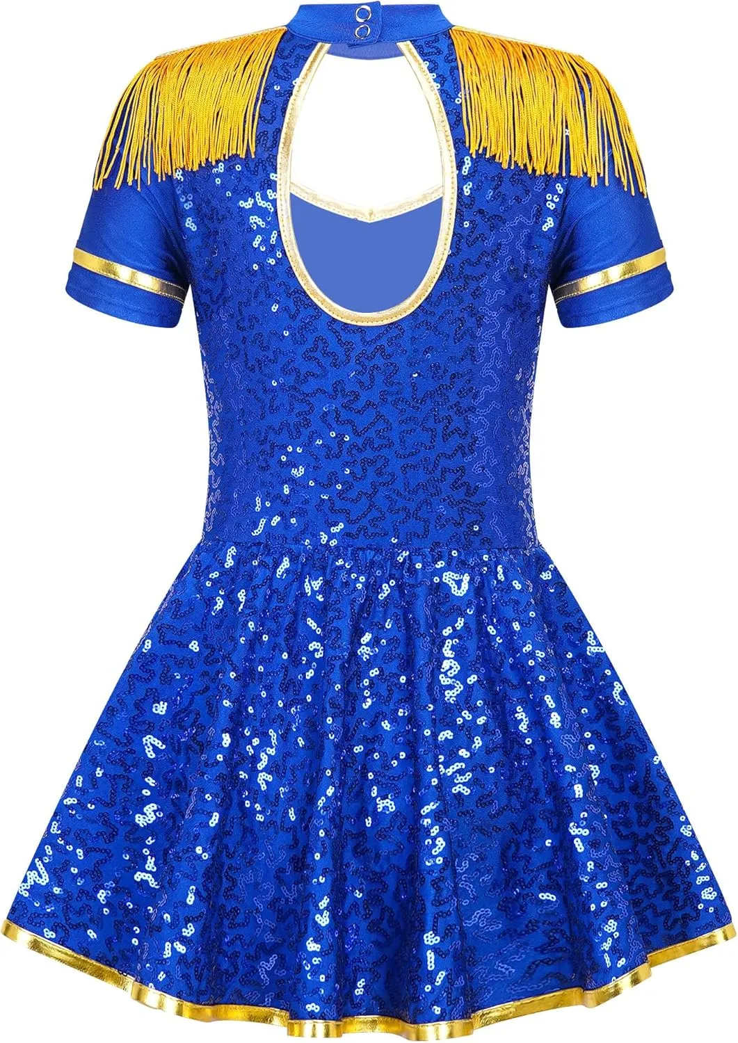 Kids Girls Majorette Costume Drum Major Marching Band Uniform Leotard Dress with Hat Set Fancy Dress Up