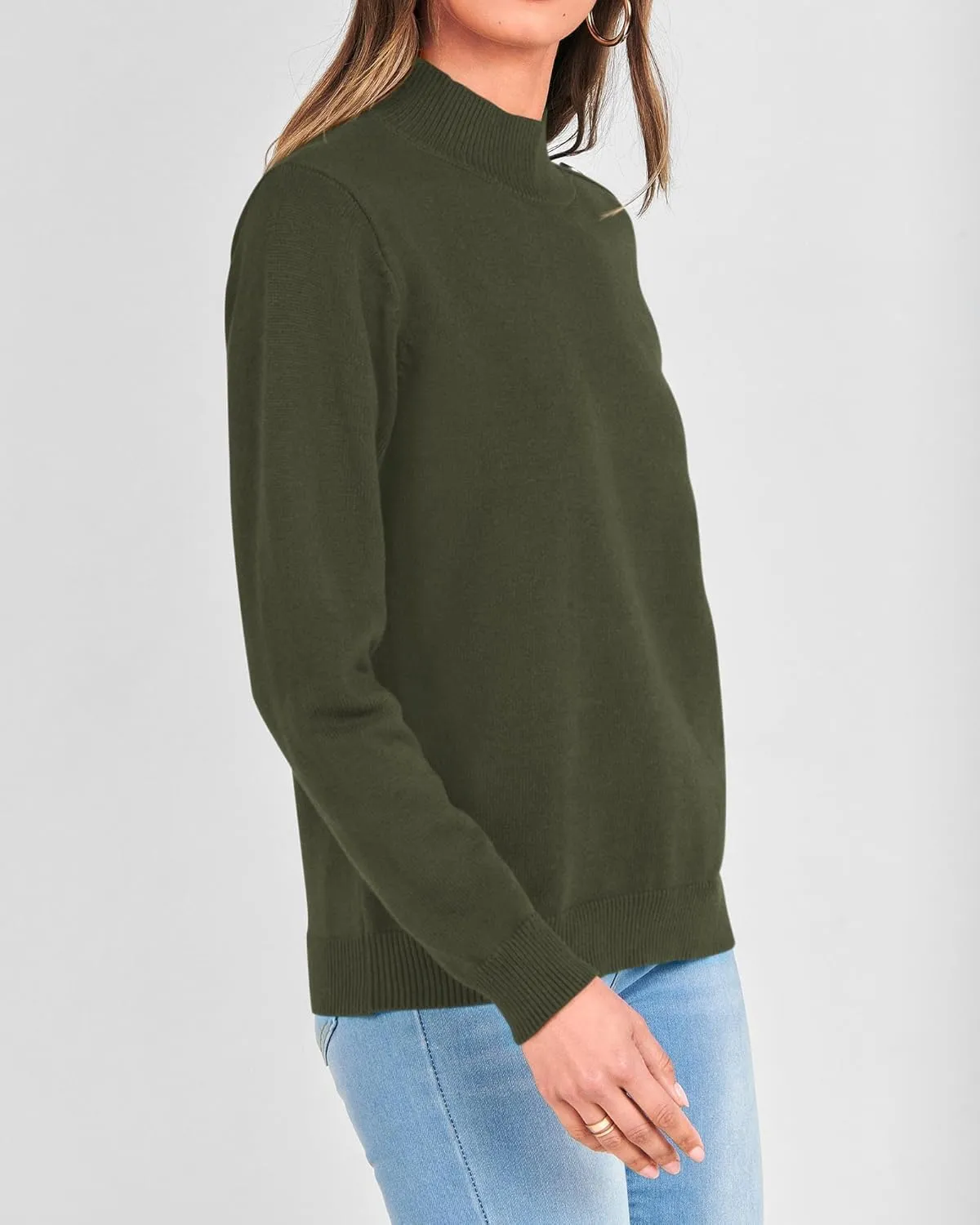 KIRUNDO Women's 2025 Fall Winter Long Sleeve Knit Sweater Turtleneck Striped Loose Pullover Tops Deco with Metal Buttons