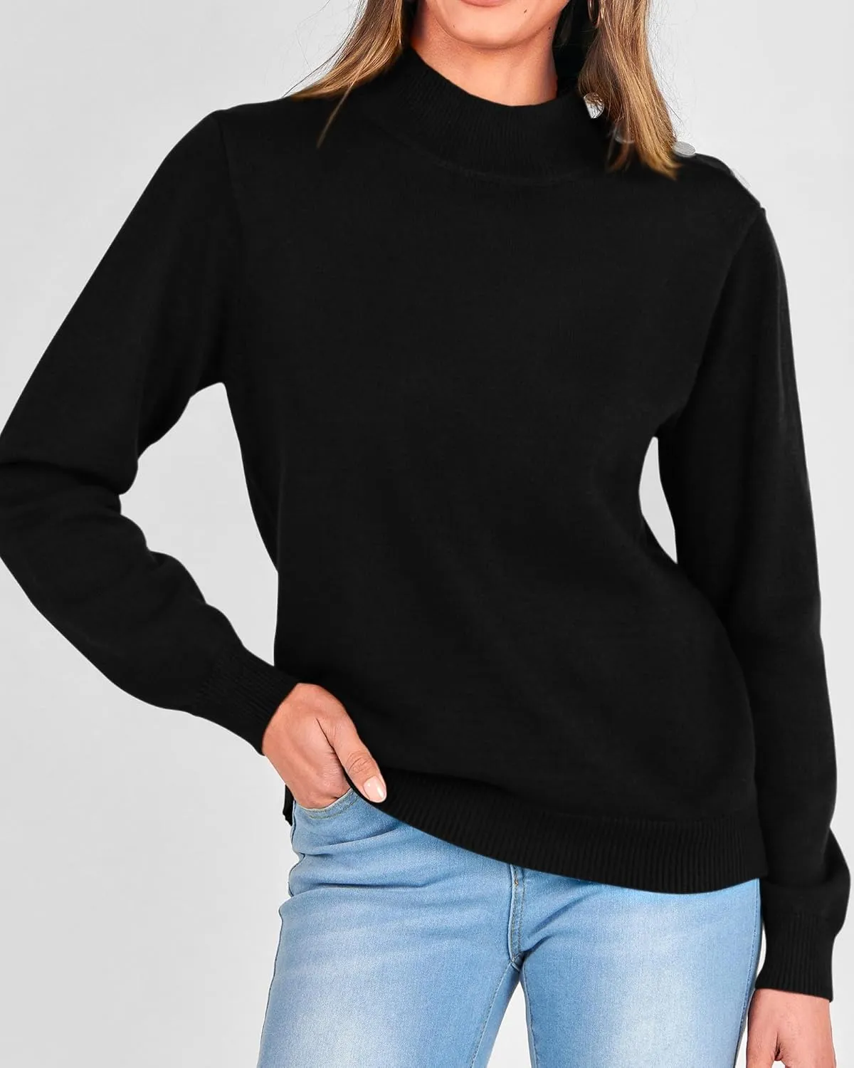 KIRUNDO Women's 2025 Fall Winter Long Sleeve Knit Sweater Turtleneck Striped Loose Pullover Tops Deco with Metal Buttons