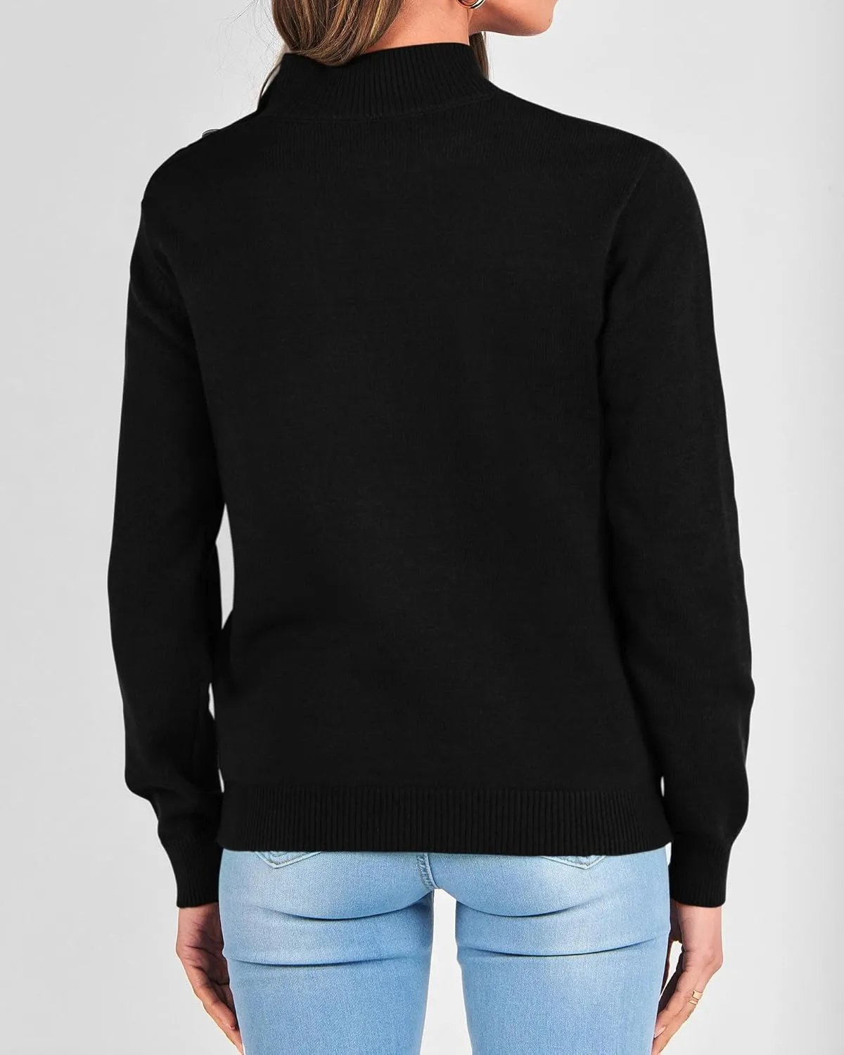KIRUNDO Women's 2025 Fall Winter Long Sleeve Knit Sweater Turtleneck Striped Loose Pullover Tops Deco with Metal Buttons