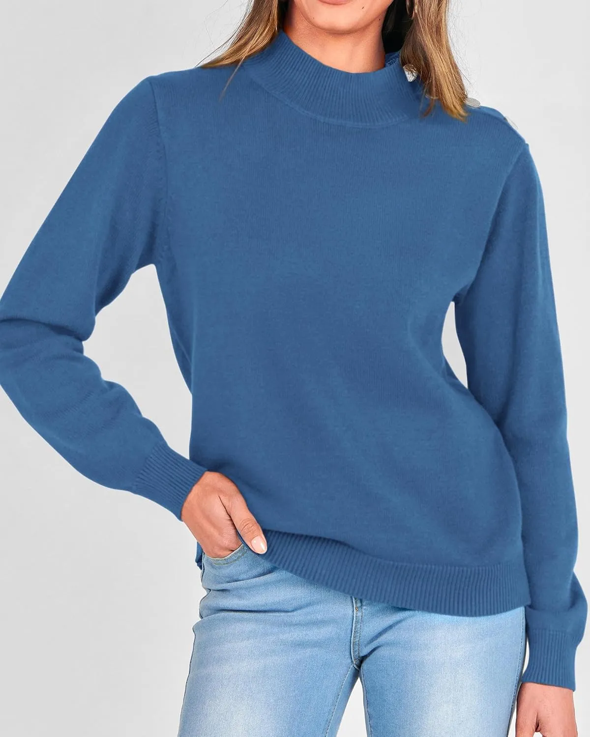 KIRUNDO Women's 2025 Fall Winter Long Sleeve Knit Sweater Turtleneck Striped Loose Pullover Tops Deco with Metal Buttons
