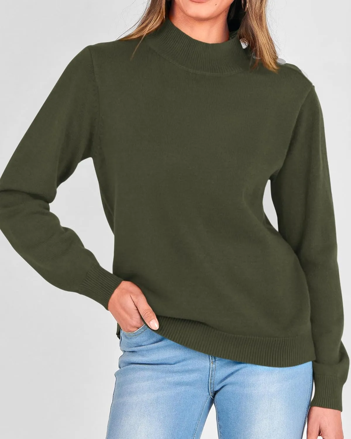 KIRUNDO Women's 2025 Fall Winter Long Sleeve Knit Sweater Turtleneck Striped Loose Pullover Tops Deco with Metal Buttons
