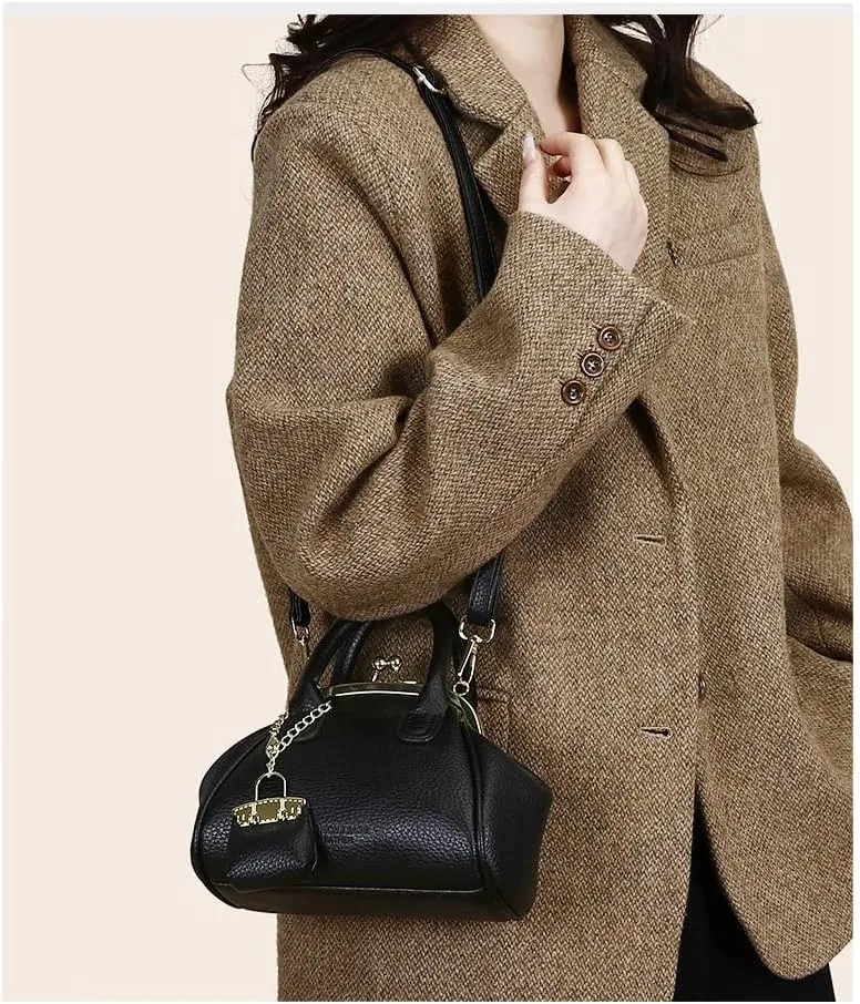 Kiss Lock Purse and Handbags - Vintage Crossbody Bag Kisslock Shoulder Bags for Women Design Clutch Purses