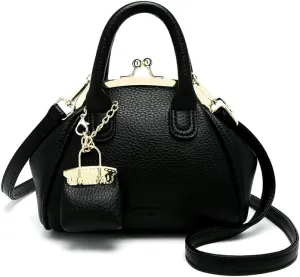 Kiss Lock Purse and Handbags,Vintage Crossbody Bags Mini Kisslock Top-handle Satchel Bags Women Design Clutch Purses