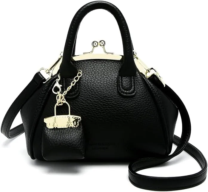 Kiss Lock Purse and Handbags,Vintage Crossbody Bags Mini Kisslock Top-handle Satchel Bags Women Design Clutch Purses