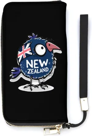 Kiwi Bird New Zealands Flag Women's Wristlet Wallet Long Slim Purse Card Holder Clutch Handbag