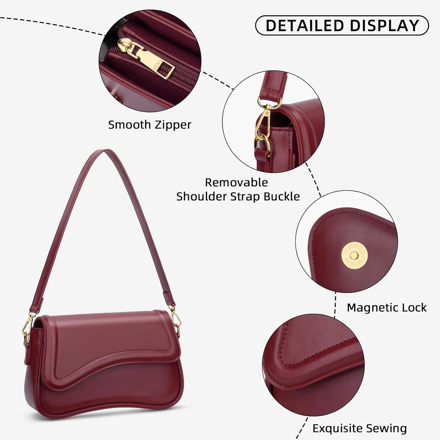 KKXIU Shoulder Bag for Women Small Clutch Purses Cute Hobo Handbag Trendy Underarm Bag