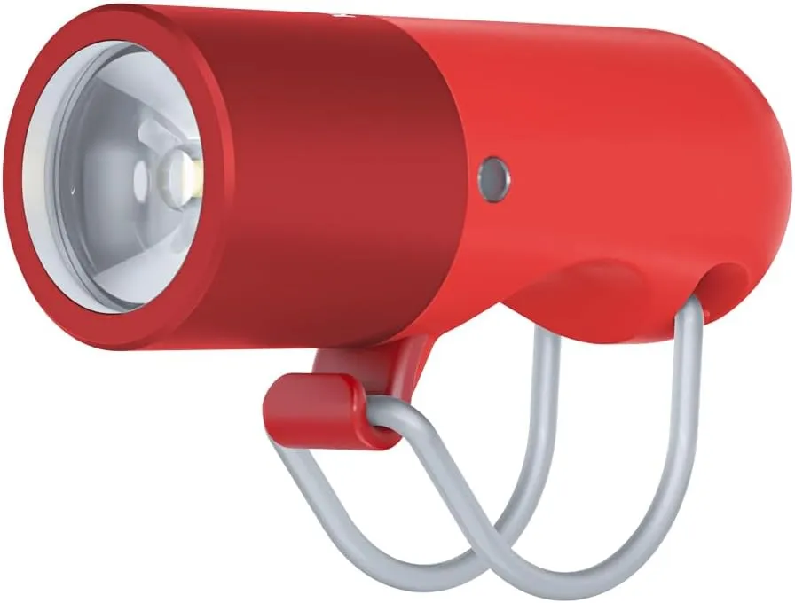 Knog Plugger USB Rechargeable Bike Light - 350 Lumen Bike Headlight with Robust Design, IP67 Waterproof, Low Battery Indicator, Side Visibility Cutouts, Post-Box Red
