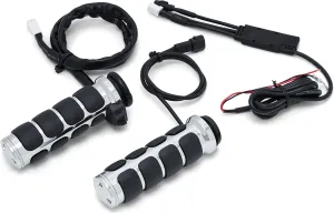 Kuryakyn 6470 Motorcycle Handlebar Accessory: Heated ISO-Grips for 2008-20 Harley-Davison with Electronic Throttle Control, Chrome, 1 Pair