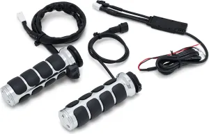 Kuryakyn 6471 Motorcycle Handlebar Accessory: Heated ISO-Grips for 1996-2020 Harley-Davison with Dual Cable Throttle Control, Chrome, 1 Pair