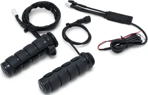 Kuryakyn 6472 Motorcycle Handlebar Accessory: Heated ISO-Grips for 2008-20 Harley-Davison with Electronic Throttle Control, Gloss Black, 1 Pair