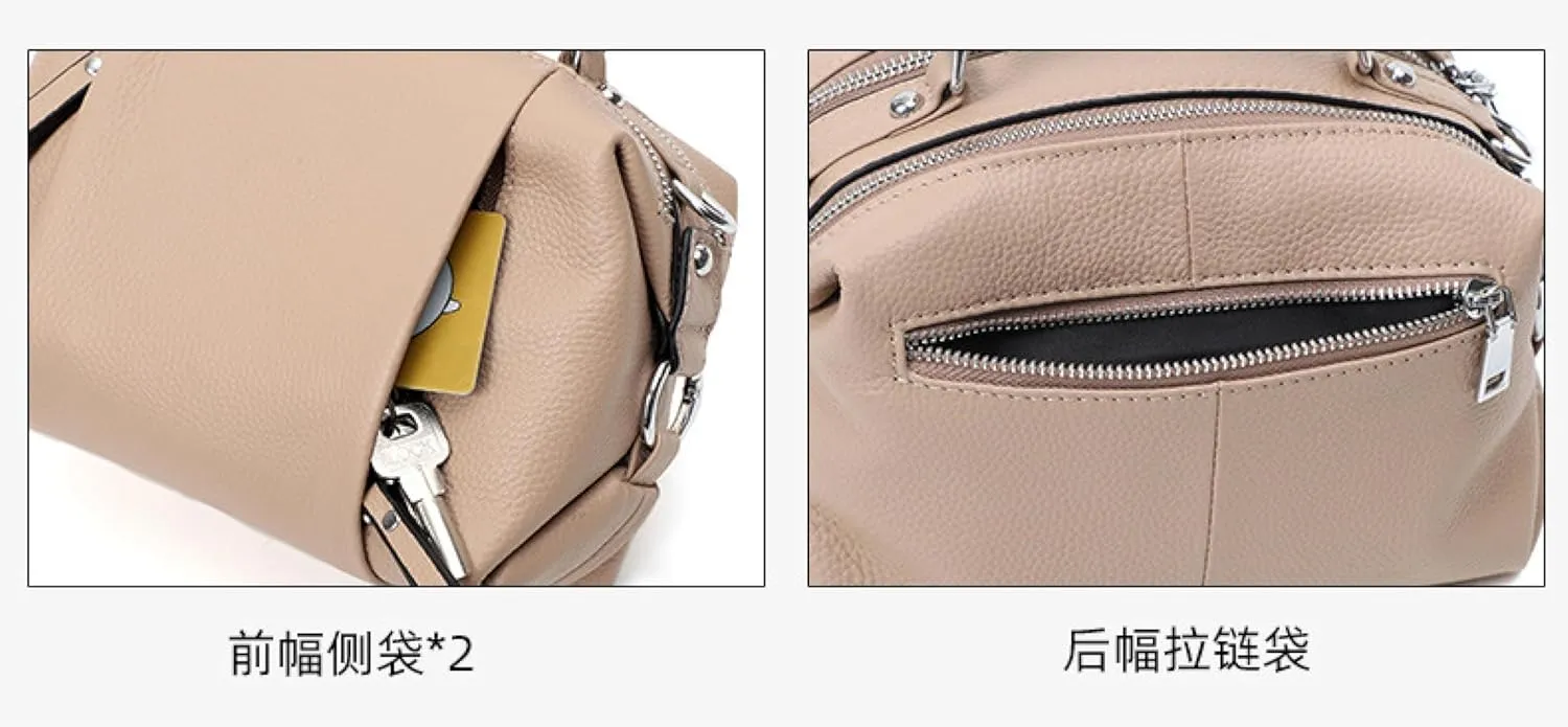 Ladies Bag in Soft Top Leather Tote Shoulder Crossbody in Double-compartment Cowhide