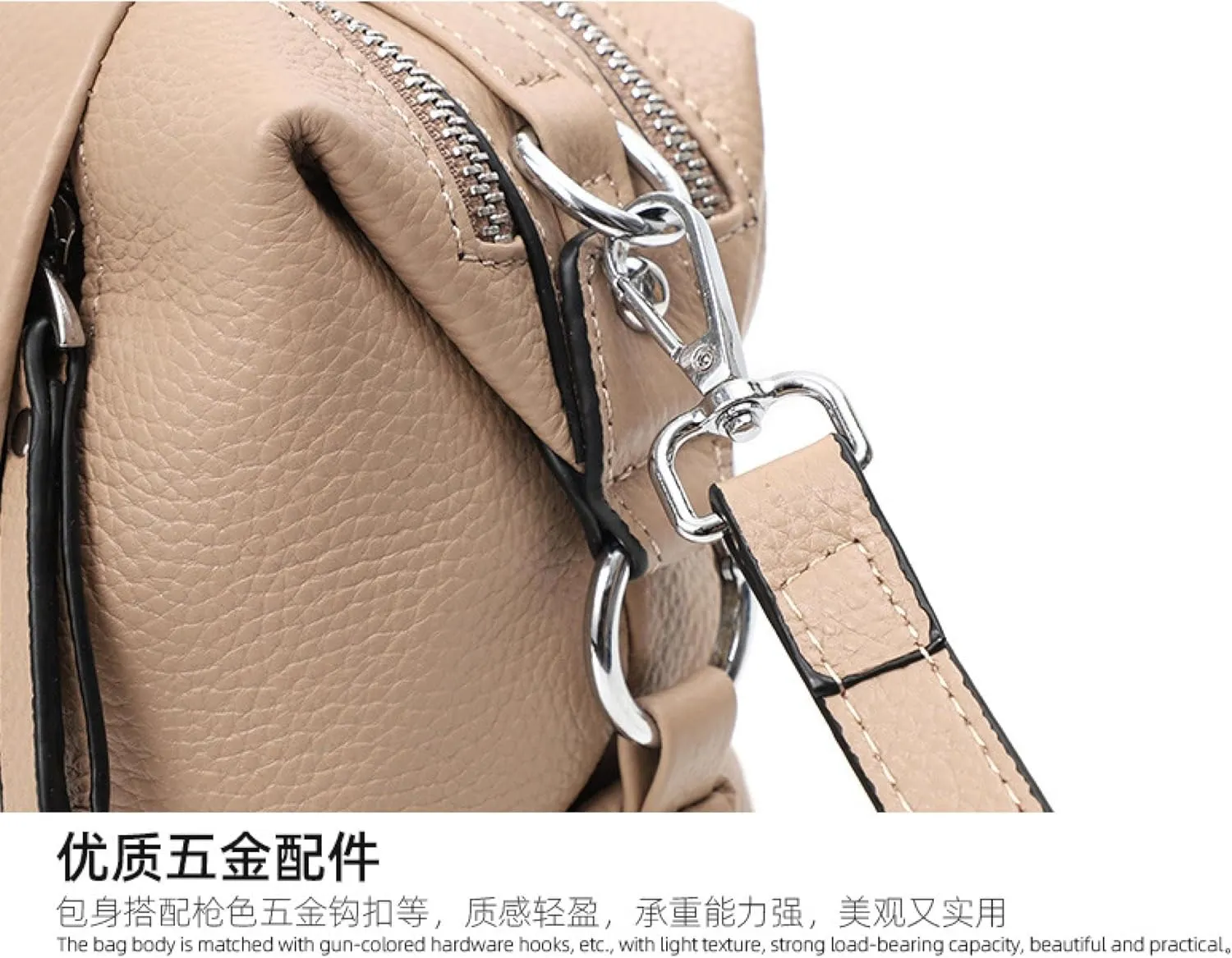 Ladies Bag in Soft Top Leather Tote Shoulder Crossbody in Double-compartment Cowhide