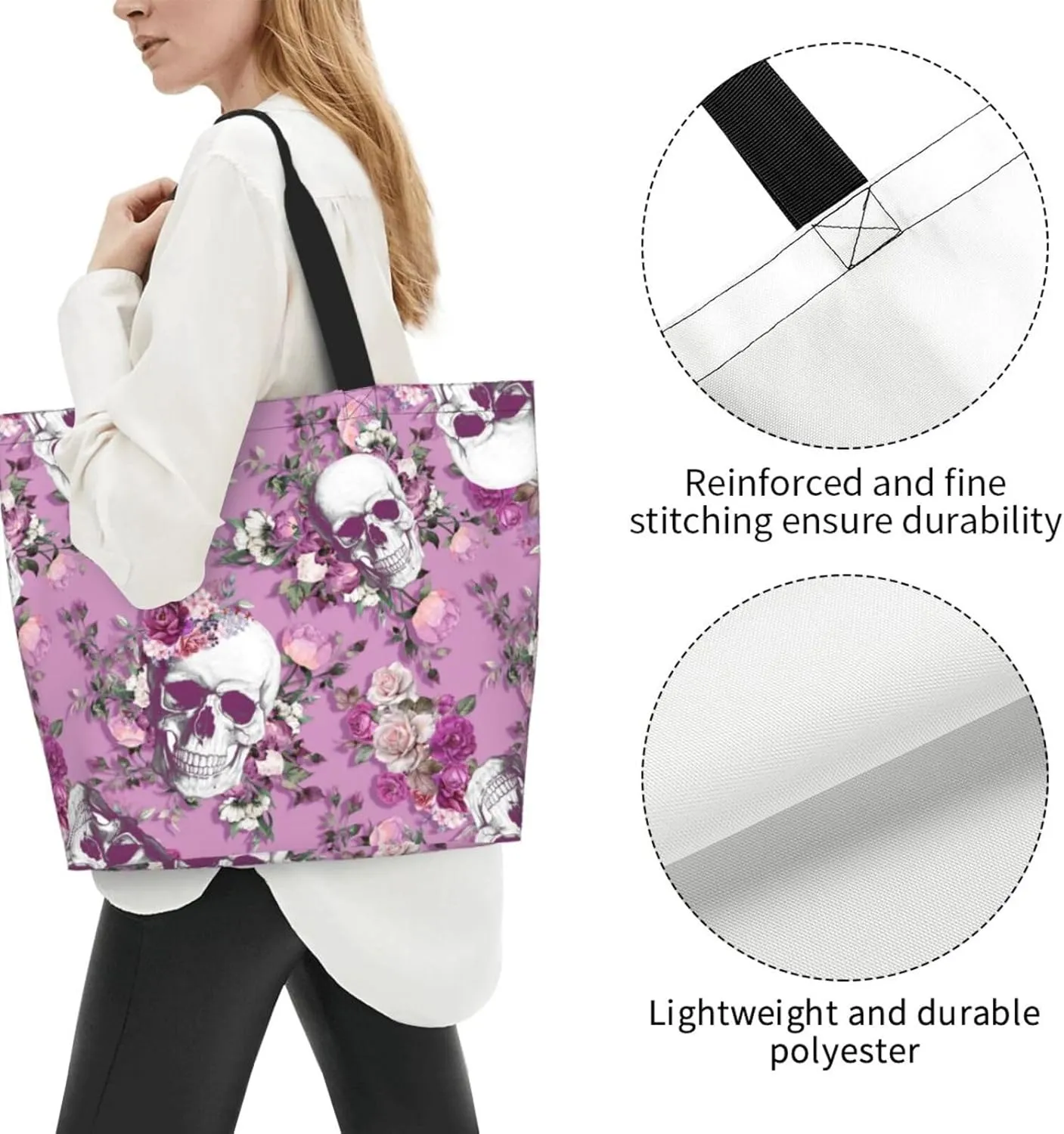 Large Capacity Reusable Canvas Shoulder Bag   Both Sides Bucket Hat Casual Tote Handbag