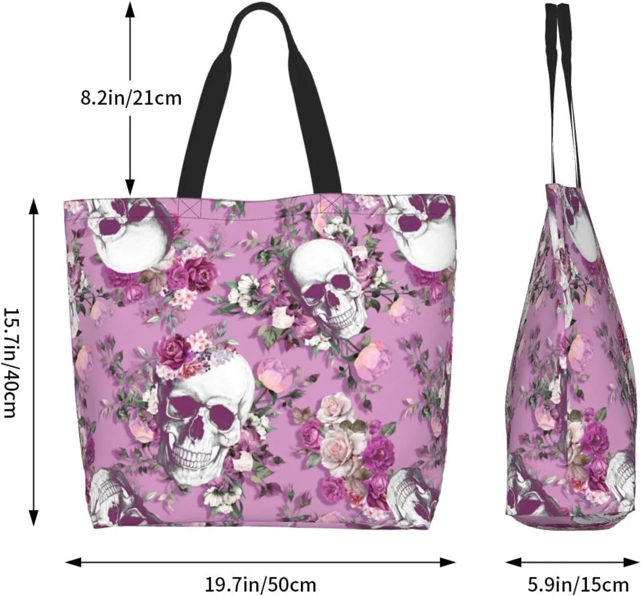 Large Capacity Reusable Canvas Shoulder Bag   Both Sides Bucket Hat Casual Tote Handbag