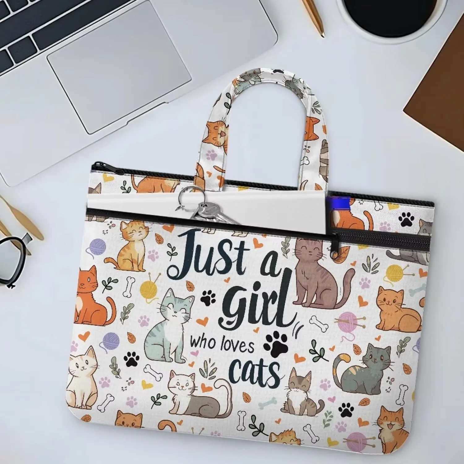 Large Document Pouch with Zipper Lightweight Tote Art Bag Reusable Filing Folder for School Office