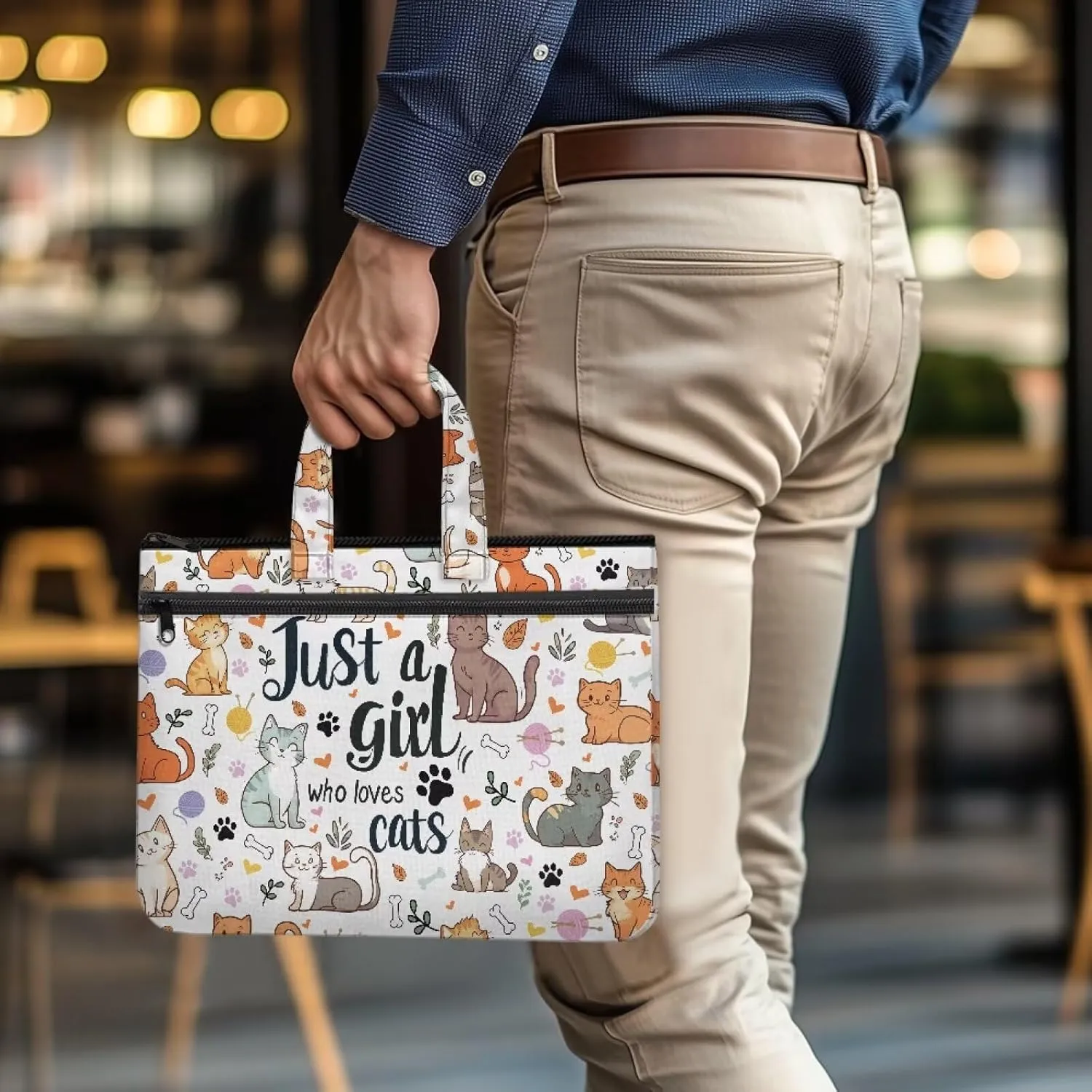 Large Document Pouch with Zipper Lightweight Tote Art Bag Reusable Filing Folder for School Office