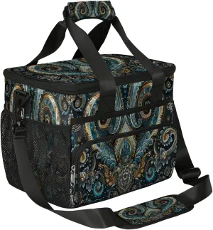 Large Lunch Bag for Women Men Ethnic Texture Solemn Insulated Cooler Lunch Bags Reusable Leakproof Lunch Tote Bag with Adjustable Shoulder Strap Lunch Box for Picnic Camping Beach Travel