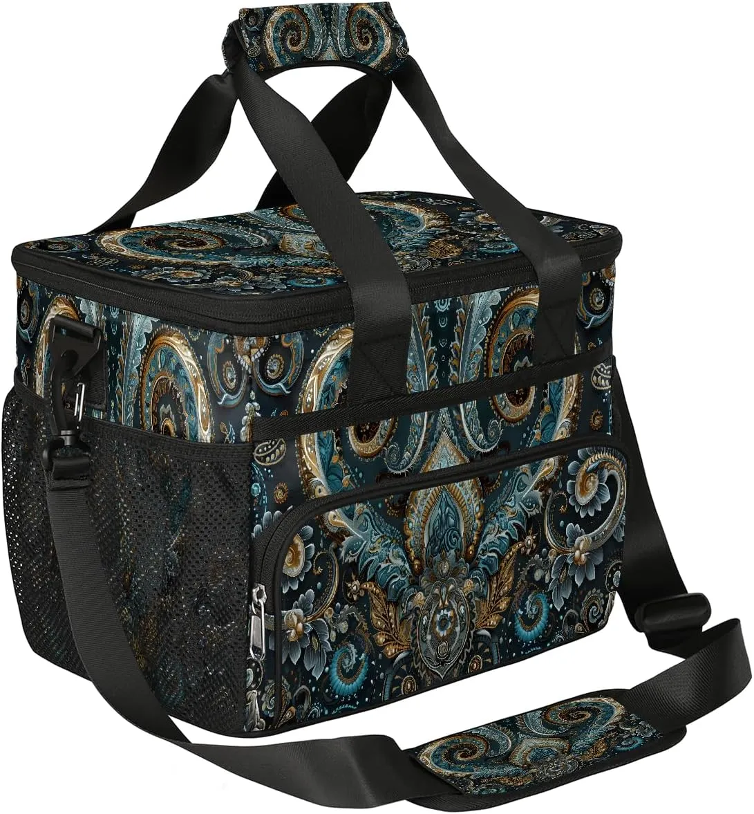Large Lunch Bag for Women Men Ethnic Texture Solemn Insulated Cooler Lunch Bags Reusable Leakproof Lunch Tote Bag with Adjustable Shoulder Strap Lunch Box for Picnic Camping Beach Travel