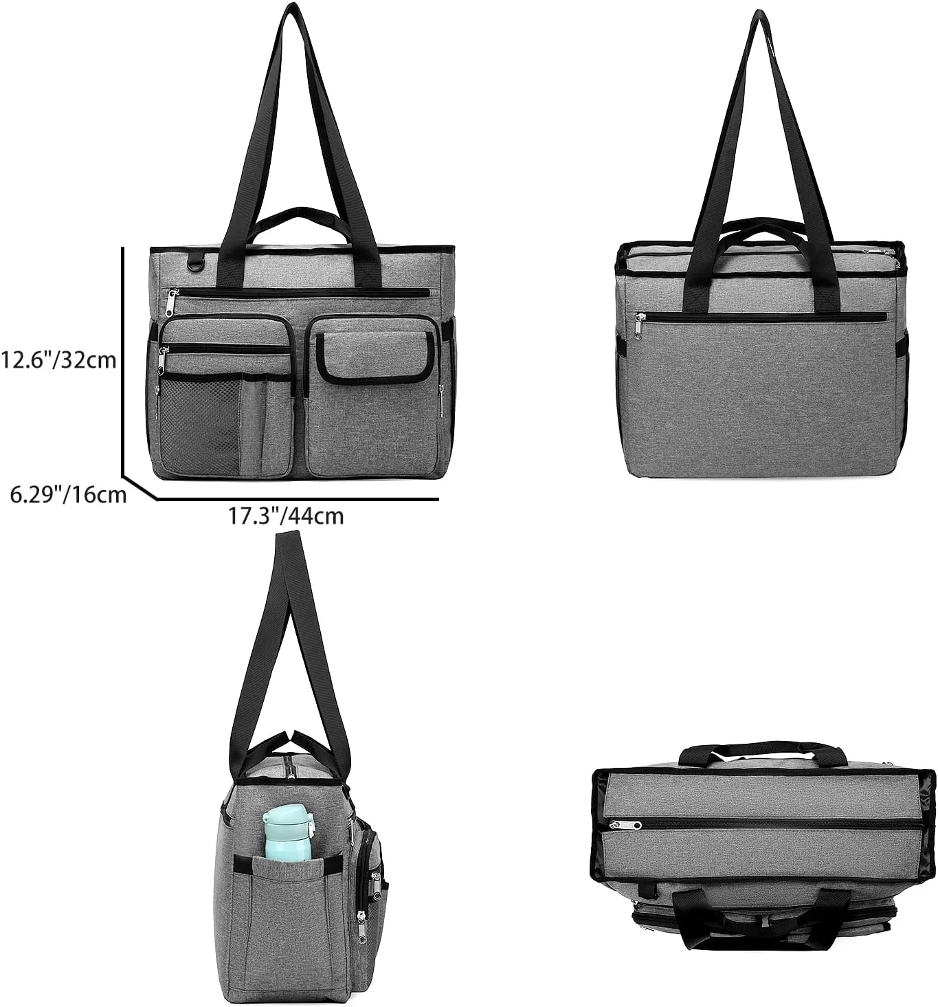 Large Utility Tote Bag for Teacher Work Working Teaching Accessories with Laptop Compartment Appreciation Gift New Nurse Nursing Student Essentials CNA Clinical Bag Multiple Pockets(Grey)