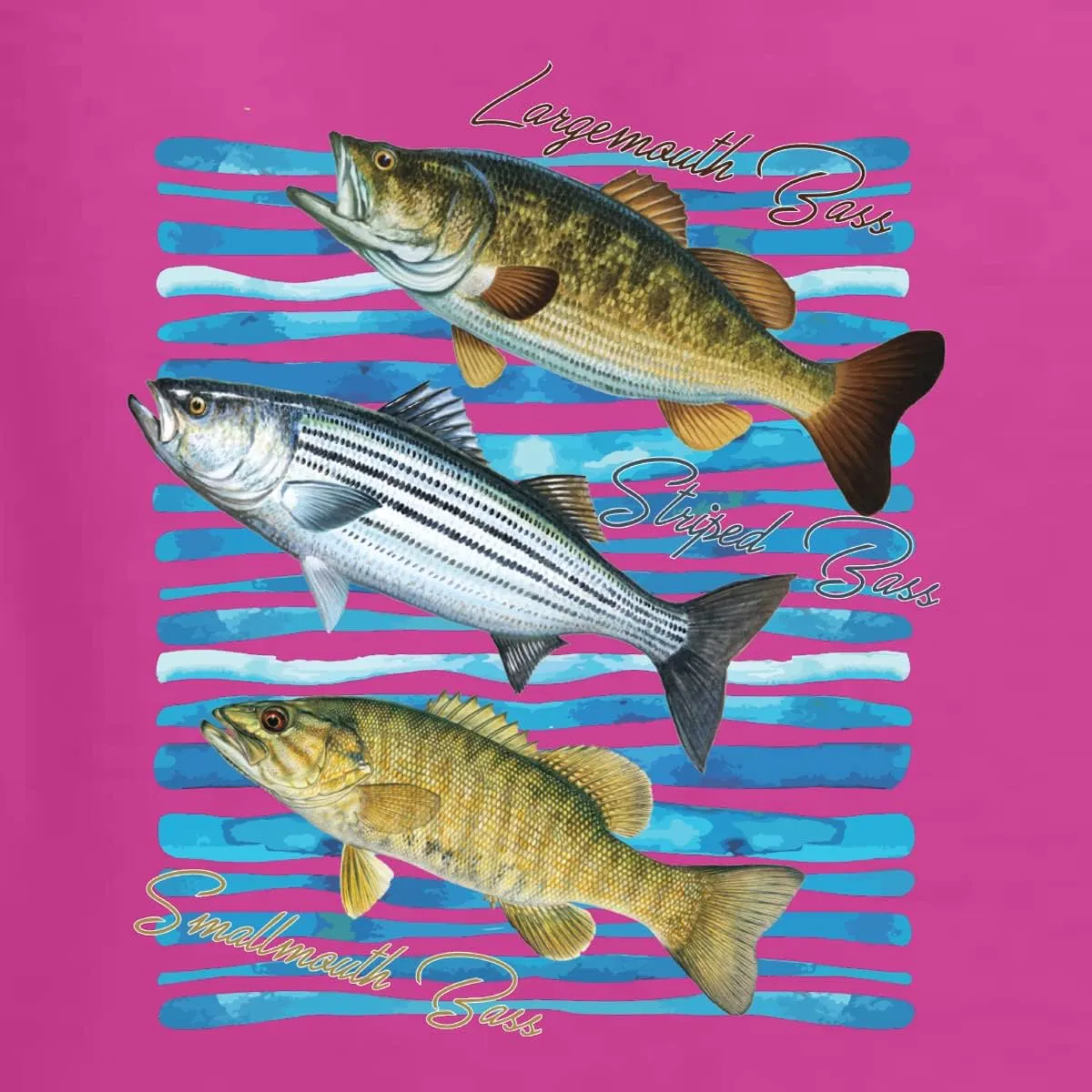 Largemouth Striped Smallmouth Big Bass Fish Fishing Front and Back Men's T-Shirt