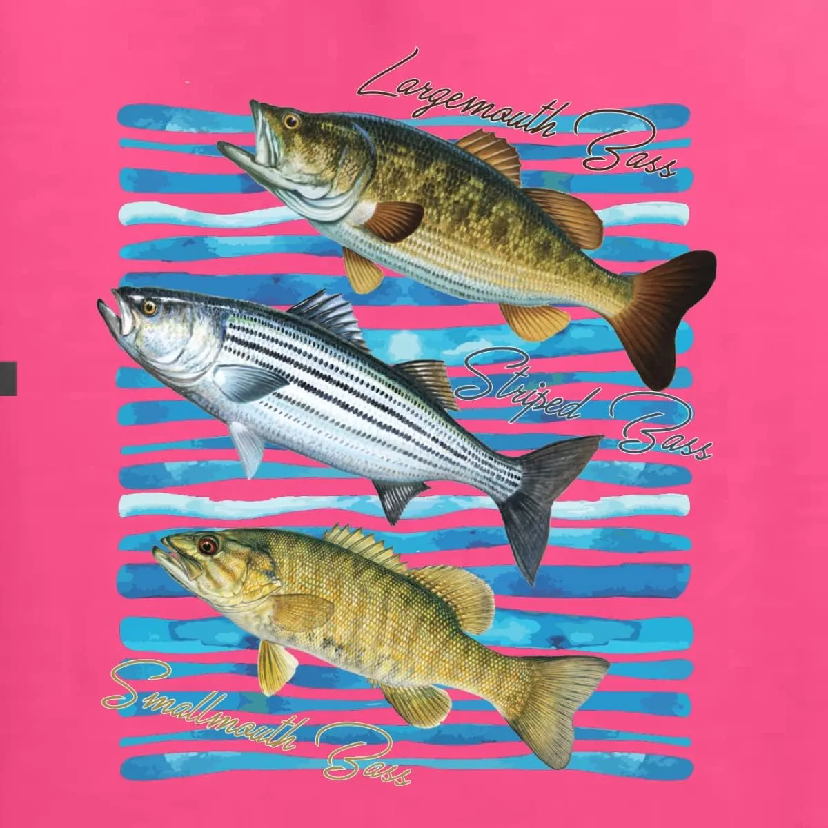 Largemouth Striped Smallmouth Big Bass Fish Fishing Front and Back Men's T-Shirt