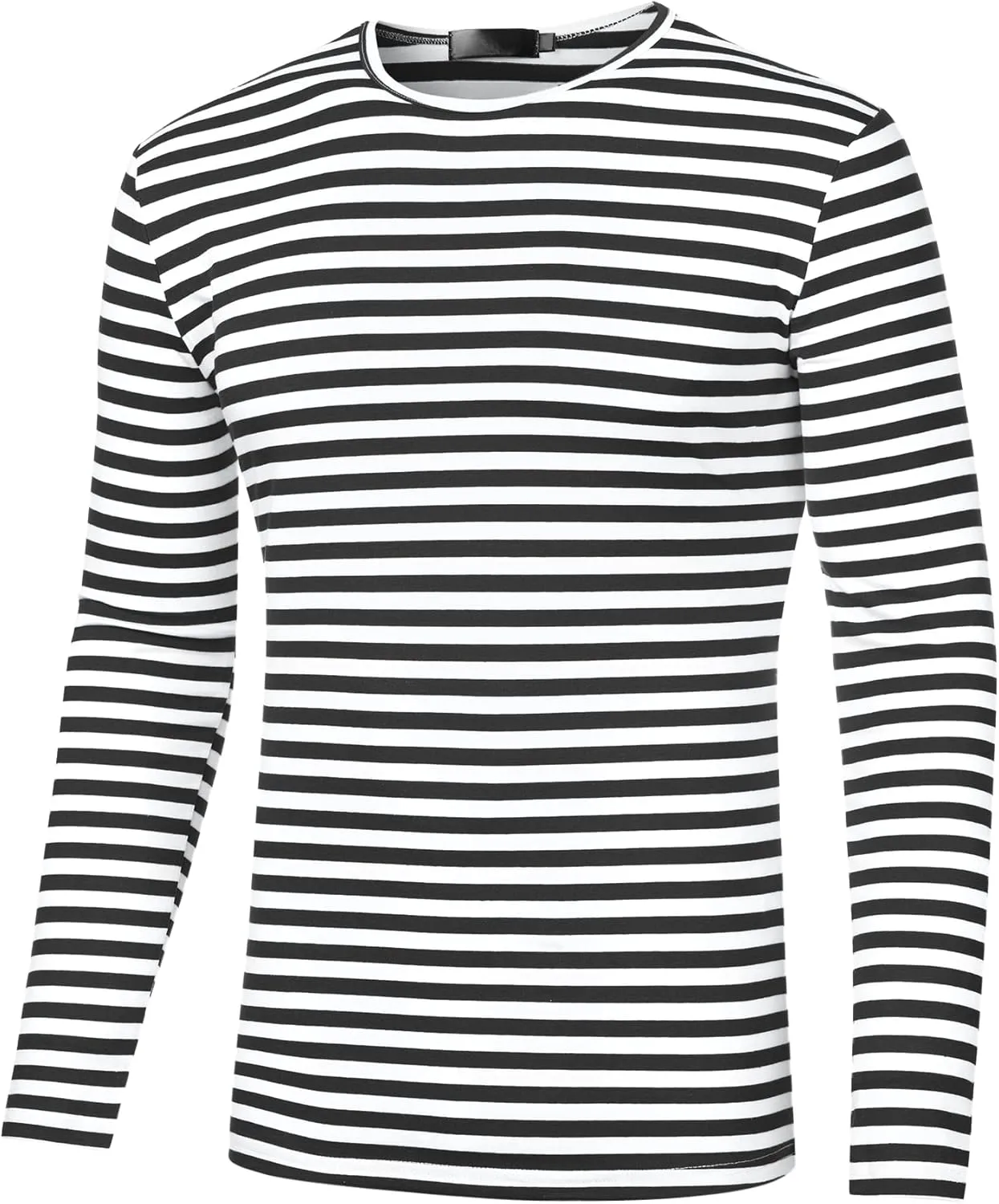 Lars Amadeus Men's Striped T-Shirt Long Sleeves Crew Neck Stripe Basic Top T Shirt
