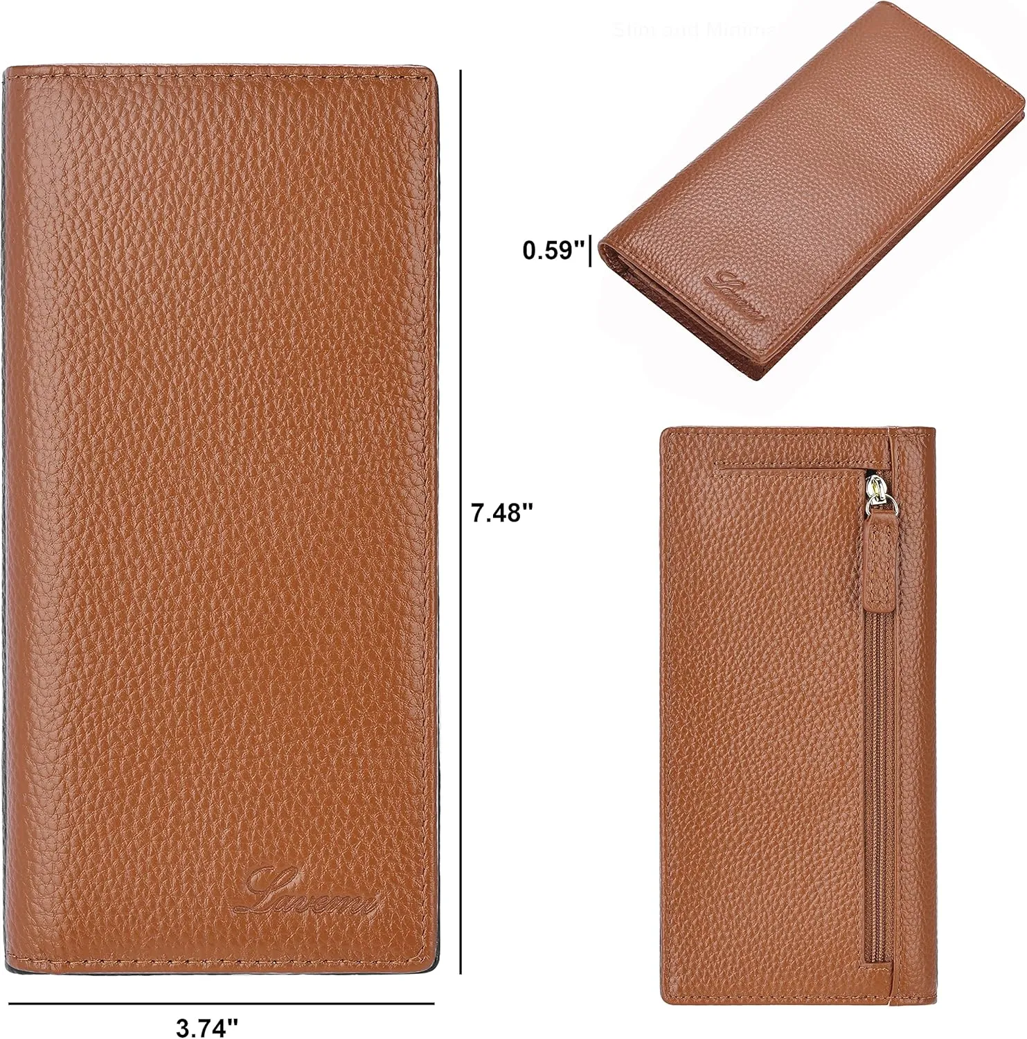 Lavemi Ultra Slim Thin Leather Women Wallet RFID Blocking Credit Card Holder Bifold Long Ladies Billfold