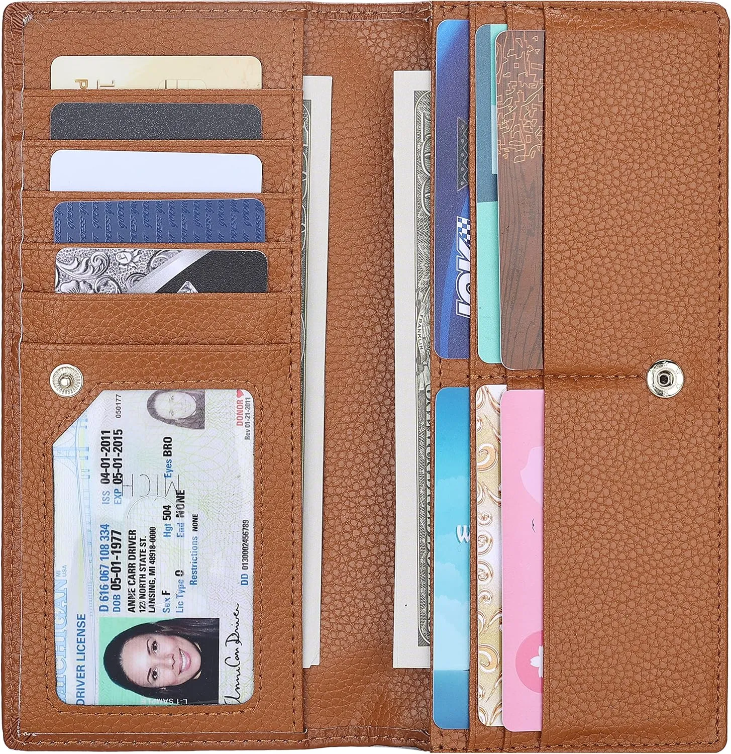 Lavemi Ultra Slim Thin Leather Women Wallet RFID Blocking Credit Card Holder Bifold Long Ladies Billfold