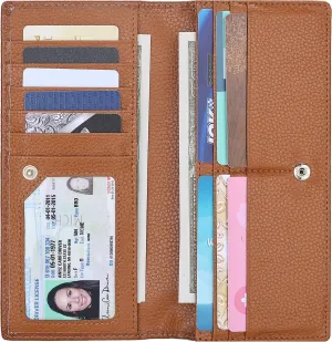 Lavemi Ultra Slim Thin Leather Women Wallet RFID Blocking Credit Card Holder Bifold Long Ladies Billfold